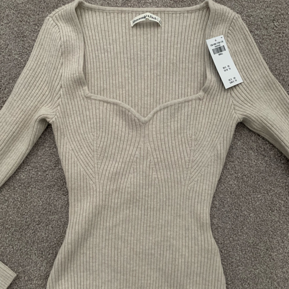 Abercrombie sweater bodysuit in oatmeal beige, size small